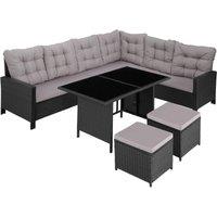 Tectake Garden Rattan Furniture Set Barletta - Black/Grey, Black
