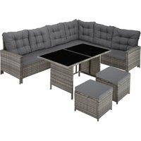Tectake Garden Rattan Furniture Set Barletta - Grey w/ Grey Cushions, Grey