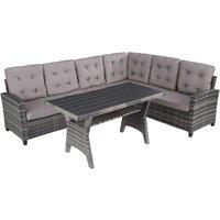 Tectake Garden Rattan Furniture Set Catania - Grey, Grey