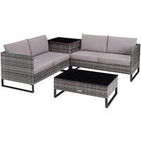 Tectake Garden Rattan Furniture Set Ostuni - Grey, Grey