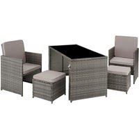 Tectake Palermo Rattan Seating Set - Grey, Grey