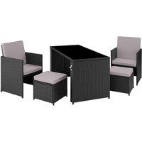 Tectake Palermo Rattan Seating Set - Black/Grey, Black