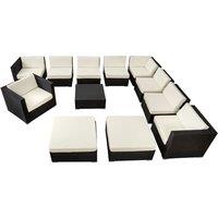 Tectake Las Vegas Rattan Garden Sofa Lounge Set - Black, Black