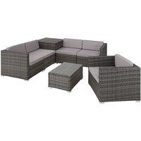 Tectake Rattan Garden Furniture Lounge Pisa - Dark Grey, Grey
