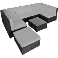 Tectake Rattan Garden Furniture Lounge Venice - Black/Grey, Black