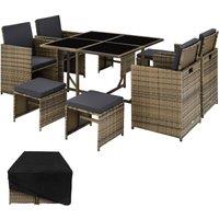 Tectake Bilbao Rattan Garden Furniture Set w/ Protective Cover - Brown/Black, Brown