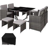 Tectake Bilbao Rattan Garden Furniture Set w/ Protective Cover - Grey, Grey