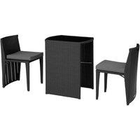 Tectake Hamburg Rattan Garden Bistro Set - Black/Grey, Black