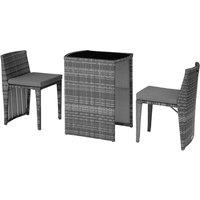 Tectake Hamburg Rattan Garden Bistro Set - Grey, Grey