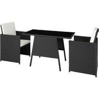 Tectake Lausanne Rattan Garden Bistro Set - Black/Cream, Black