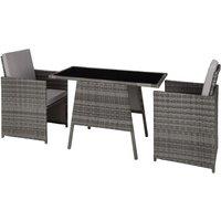 Tectake Lausanne Rattan Garden Bistro Set - Grey, Grey