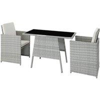 Tectake Lausanne Rattan Garden Bistro Set - Light Grey, Grey