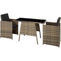 Tectake Lausanne Rattan Garden Bistro Set - Brown, Brown