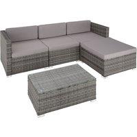 Tectake Florence 4-seater Rattan Lounge Sofa Set - Grey, Grey
