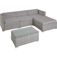 Tectake Florence 4-seater Rattan Lounge Sofa Set - Light Grey, Grey