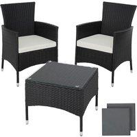 Tectake Lucerne Rattan Bistro Set - Black/Cream, Black