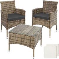 Tectake Lucerne Rattan Bistro Set - Brown/Cream, Cream