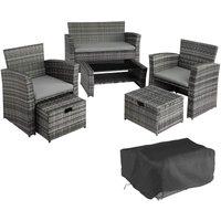 Tectake Modena 4-seater Rattan Garden Sofa Set - Grey, Grey