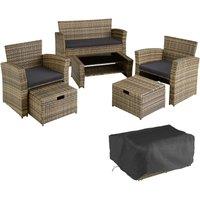 Tectake Modena 4-seater Rattan Garden Sofa Set - Brown/Black, Brown