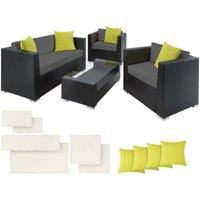 Tectake Munich Rattan Garden Sofa Set - Black, Black