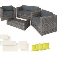 Tectake Munich Rattan Garden Sofa Set - Grey, Grey