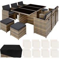 Tectake New York Rattan Garden Dining Set W/ Protective Cover - Brown, Brown