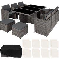 Tectake New York Rattan Garden Dining Set W/ Protective Cover - Grey, Grey