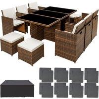 Tectake New York Rattan Garden Dining Set W/ Protective Cover - Brown, Black