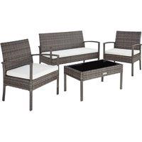 Tectake Sparta Rattan Garden Bench Set - Grey, Grey
