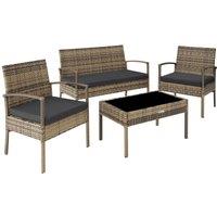 Tectake Sparta Rattan Garden Bench Set - Brown, Cream