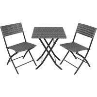 Tectake Trevi Rattan Folding Bistro Set - Grey, Grey