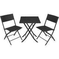 Tectake Trevi Rattan Folding Bistro Set - Black, Black