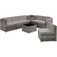 Tectake Verona Rattan Garden Sofa Set - Grey, Grey