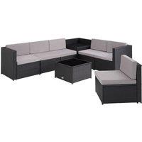 Tectake Verona Rattan Garden Sofa Set - Black, Black