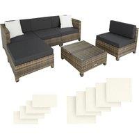 Tectake Rattan Corner Sofa Set w/ Aluminium Frame - Brown/Black, Brown