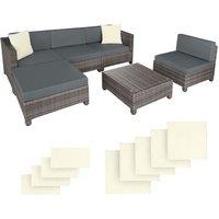 Tectake Rattan Corner Sofa Set w/ Aluminium Frame - Grey, Grey