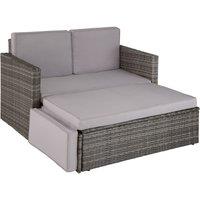 Tectake Corfu Rattan Sofa - Grey, Grey