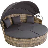 Tectake Santorini Rattan Sun Lounger Day Bed - Brown, Brown