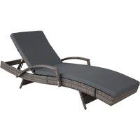 Tectake Oceana Rattan Sun Lounger - Grey, Grey