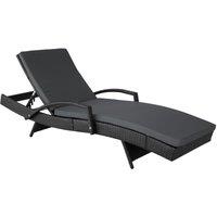 Tectake Oceana Rattan Sun Lounger - Black, Black