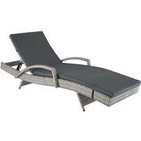 Tectake Oceana Rattan Sun Lounger - Light Grey, Grey