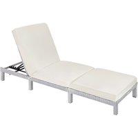 Tectake Sofia Rattan Sun Lounger - Light Grey/Cream, Grey