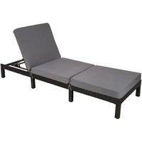 Tectake Sofia Rattan Sun Lounger - Black, Black