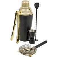 Homiu 5 Piece Black and Gold Cocktail Making Kit, Black