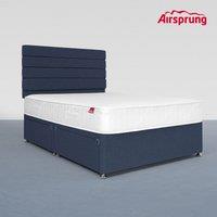 Airsprung King Size Open Coil Memory Mattress With 4 Drawer Midnight Blue Divan, Blue