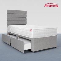 Airsprung Single Pocket 1200 Ortho Mattress With 2 Drawer Silver Divan, Silver