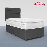 Airsprung Single Pocket 1500 Memory Pillowtop Mattress With 2 Drawer Charcoal Divan, Grey
