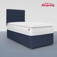 Airsprung Single Pocket 1500 Memory Pillowtop Mattress With 2 Drawer Midnight Blue Divan, Blue