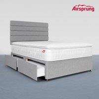 Airsprung Small Double Pocket 1500 Memory Pillowtop Mattress With 4 Drawer Silver Divan