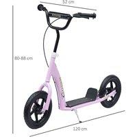 HOMCOM Push Scooter Teen Kids Stunt Bike Ride On With 12'' Eva Tyres Pink, Pink